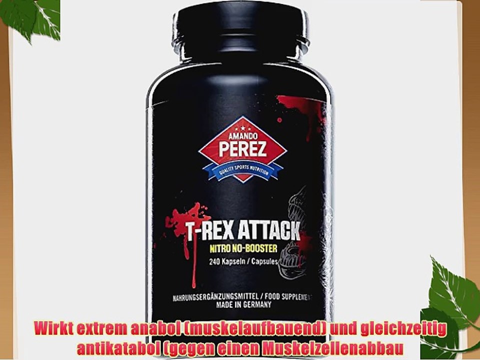T-REX ATTACK - Nitro NO-Booster (L-Arginin HCL Koffein L-Glutamin L-Taurin) - 240 Kapseln -