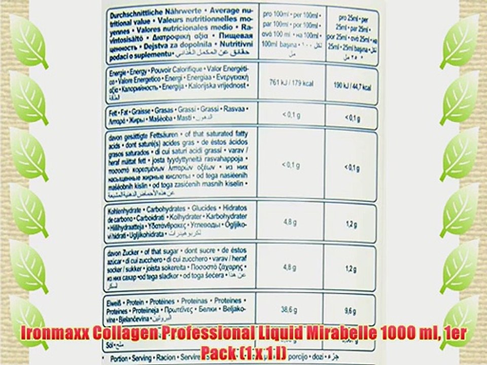 Ironmaxx Collagen Professional Liquid Mirabelle 1000 ml 1er Pack (1 x 1 l)