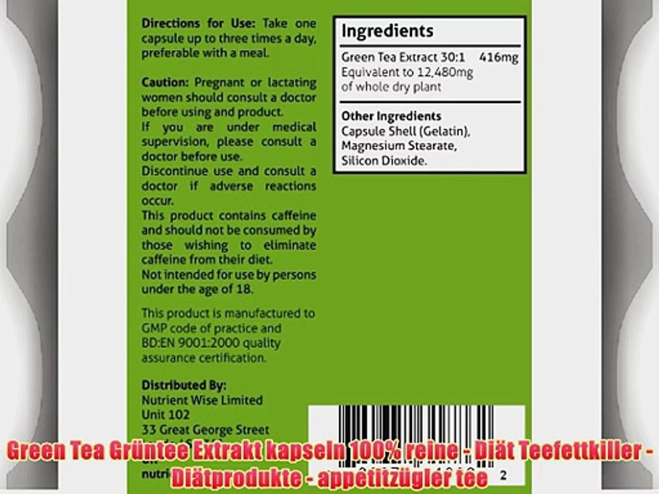 Green Tea Gr?ntee Extrakt kapseln 100% reine - Di?t Teefettkiller -Di?tprodukte - appetitz?gler