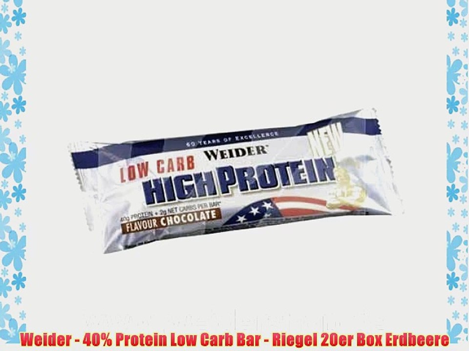 Weider - 40% Protein Low Carb Bar - Riegel 20er Box Erdbeere