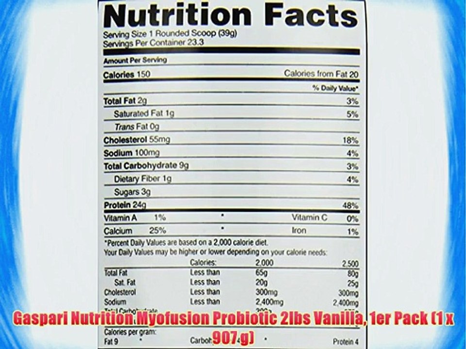 Gaspari Nutrition Myofusion Probiotic 2lbs Vanilla 1er Pack (1 x 907 g)