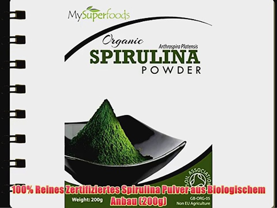 100% Reines Zertifiziertes Spirulina Pulver aus Biologischem Anbau (200g)