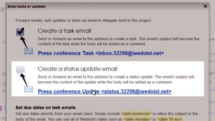 Email status updates to projects - Wedoist project manager