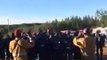 South African Firefighters singing while assisting wildland firefighters from Alberta, Canada