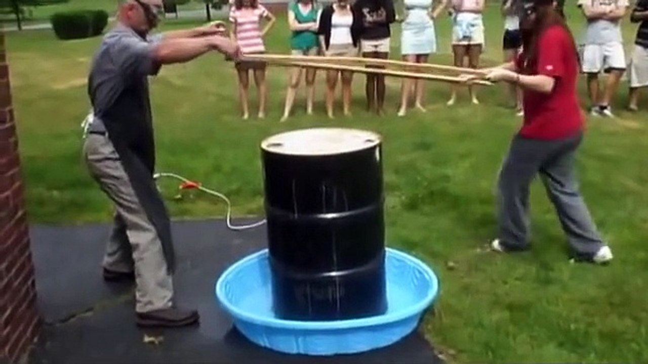 Crushing massive steel drum