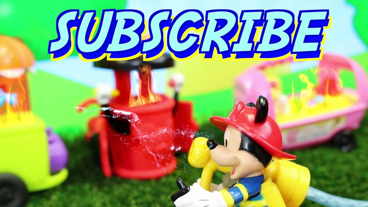 Mickey Mouse Pop Up Hot Dog Shop with Fireman Mickey Mouse Minnie Mouse Goofy and Pluto