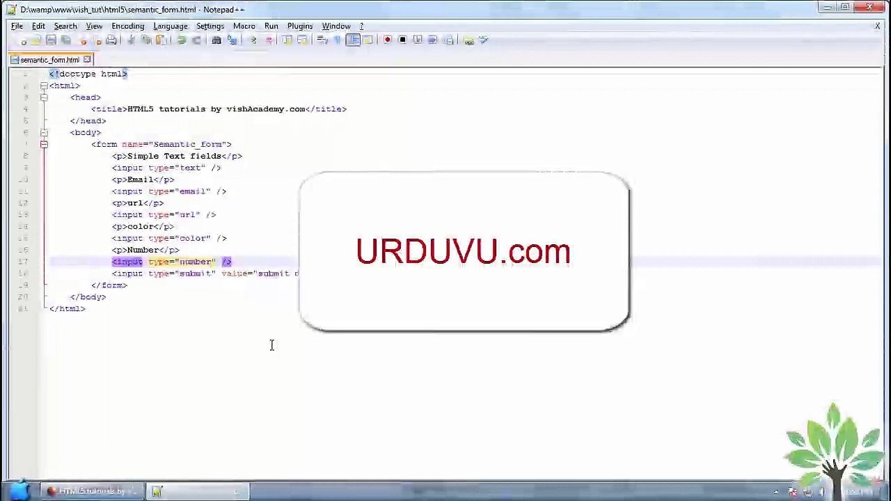 Semantic HTML5 form elements part 22 in urdu