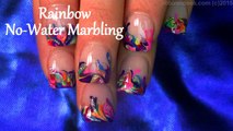 Neon Rainbow Marble Nails! - No Water needed Nail Art Tutorial