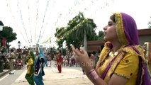 Indian Punjabi girls perform Gidda dance at Wagah border on Independence day