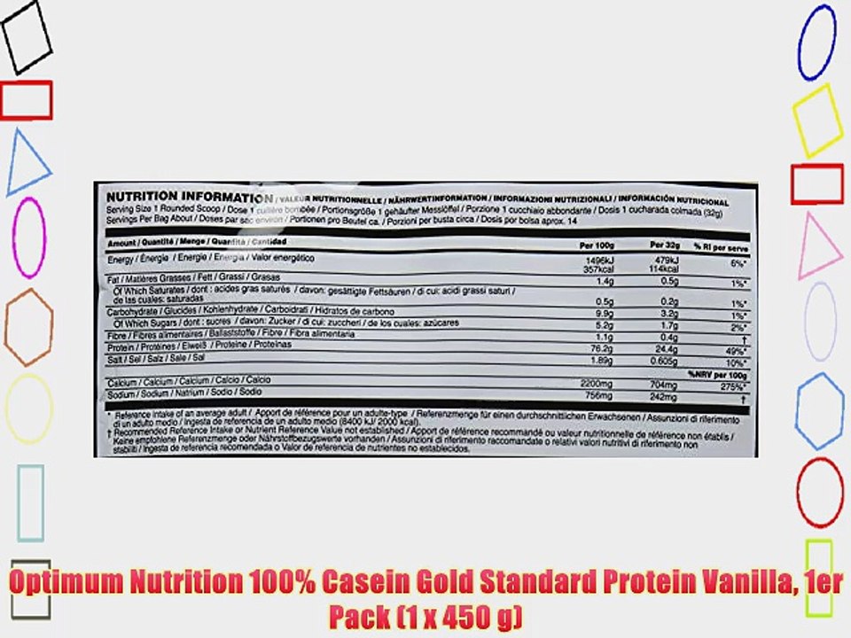 Optimum Nutrition 100% Casein Gold Standard Protein Vanilla 1er Pack (1 x 450 g)