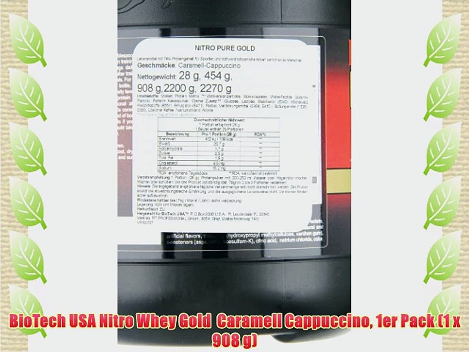 BioTech USA Nitro Whey Gold  Caramell Cappuccino 1er Pack (1 x 908 g)