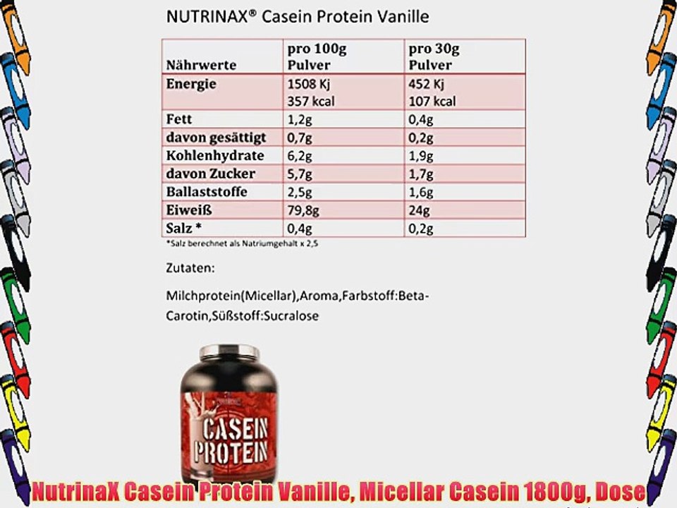 NutrinaX Casein Protein Vanille Micellar Casein 1800g Dose