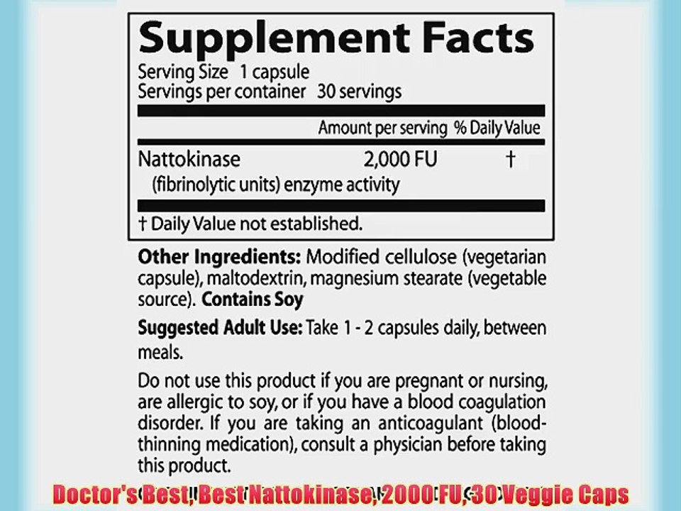 Doctor's Best Best Nattokinase 2000 FU 30 Veggie Caps