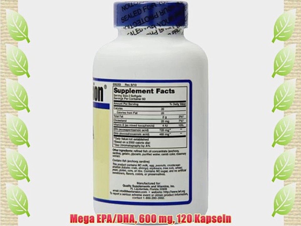 Mega EPA/DHA 600 mg 120 Kapseln