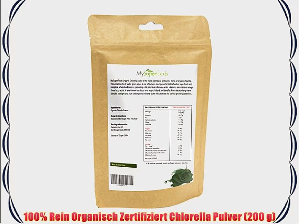 100% Rein Organisch Zertifiziert Chlorella Pulver (200 g)