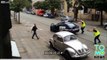 Police shootings caught on camera: two polish cops shoot a crazy man on street