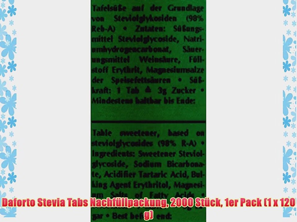 Daforto Stevia Tabs Nachf?llpackung 2000 St?ck 1er Pack (1 x 120 g)