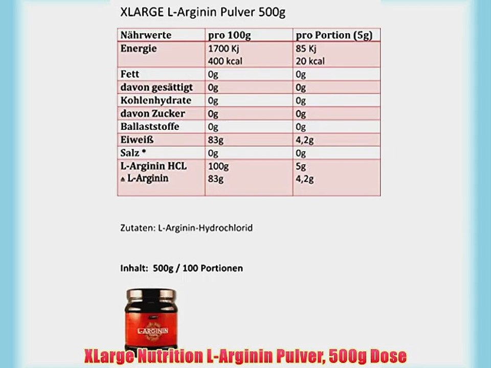 XLarge Nutrition L-Arginin Pulver 500g Dose