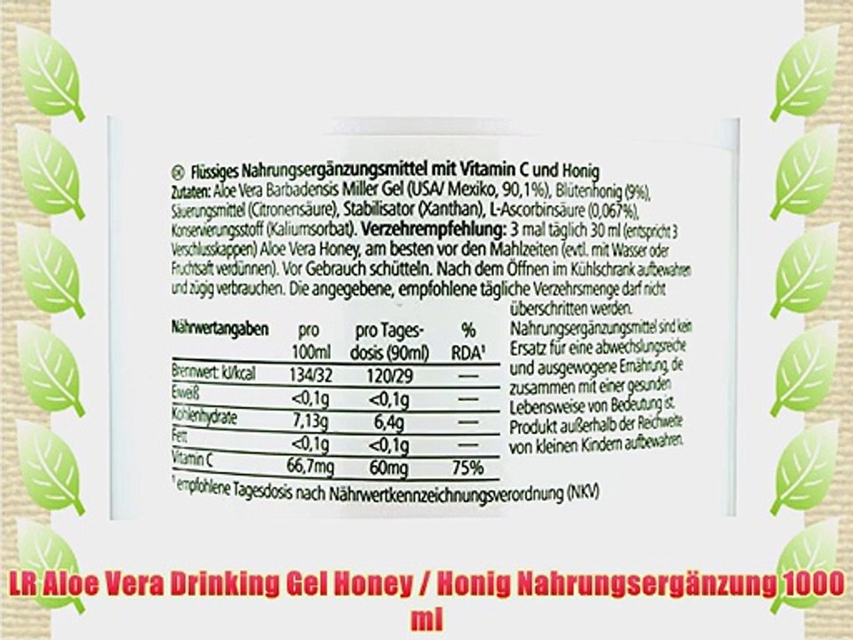 LR Aloe Vera Drinking Gel Honey / Honig Nahrungserg?nzung 1000 ml