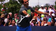 Federer Forehand Right High Ball 3 Super Slow Motion