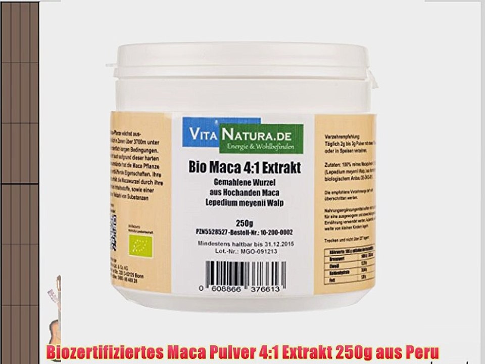 Biozertifiziertes Maca Pulver 4:1 Extrakt 250g aus Peru