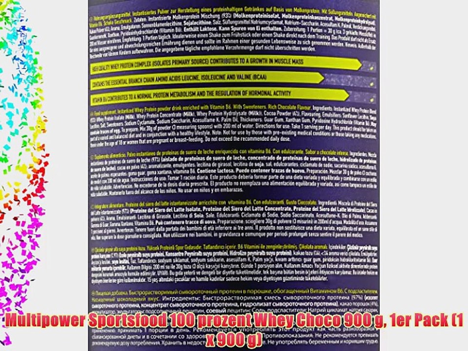 Multipower Sportsfood 100 prozent Whey Choco 900 g 1er Pack (1 x 900 g)