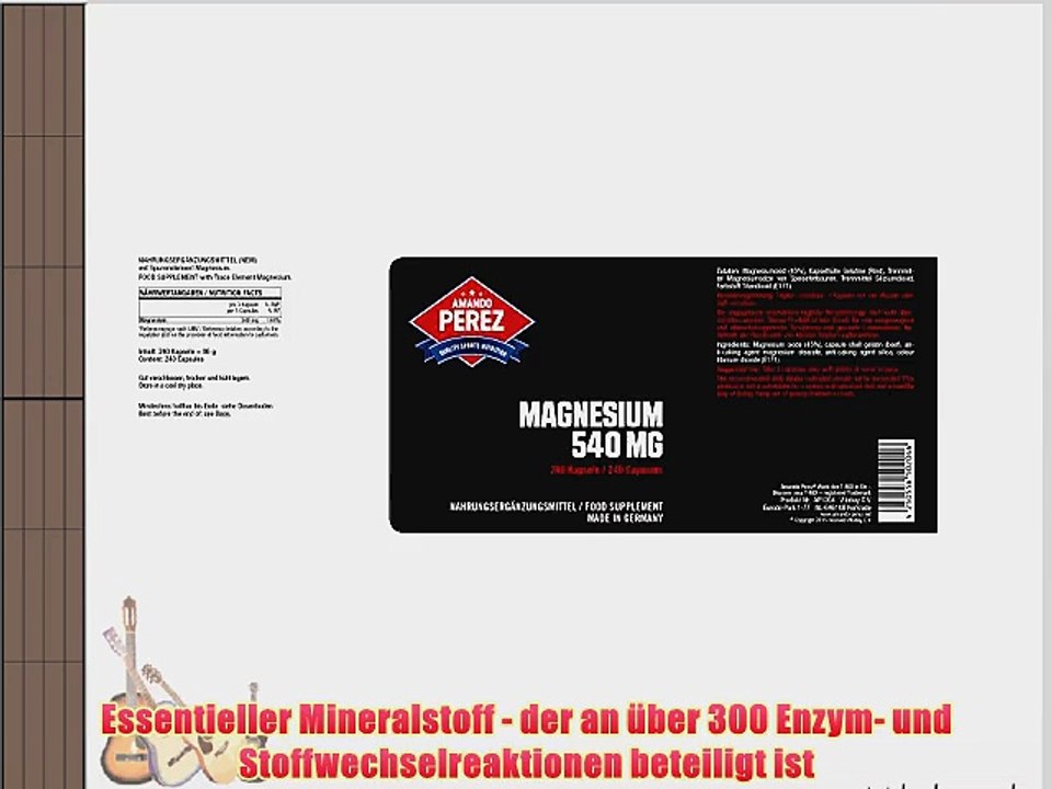 Hochaktives Magnesium 540 mg pro Dosis - 240 Kapseln - Hochleistungsmineral f?r eine einwandfreie