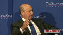 Goldman Sachs CEO Lloyd Blankfein pushes The Daily Caller's microphone away