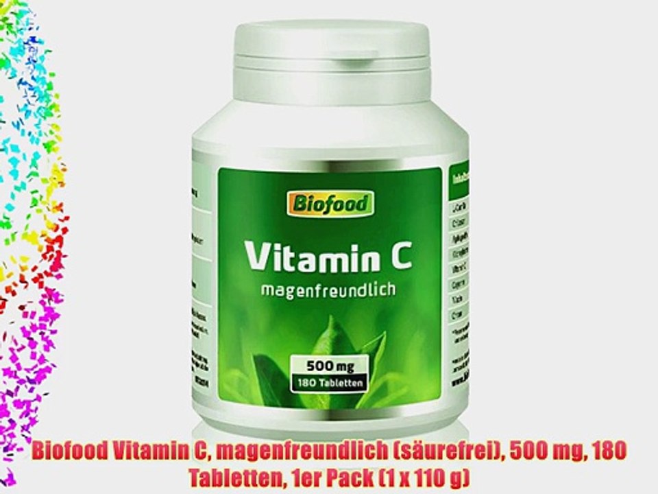 Biofood Vitamin C magenfreundlich (s?urefrei) 500 mg 180 Tabletten 1er Pack (1 x 110 g)