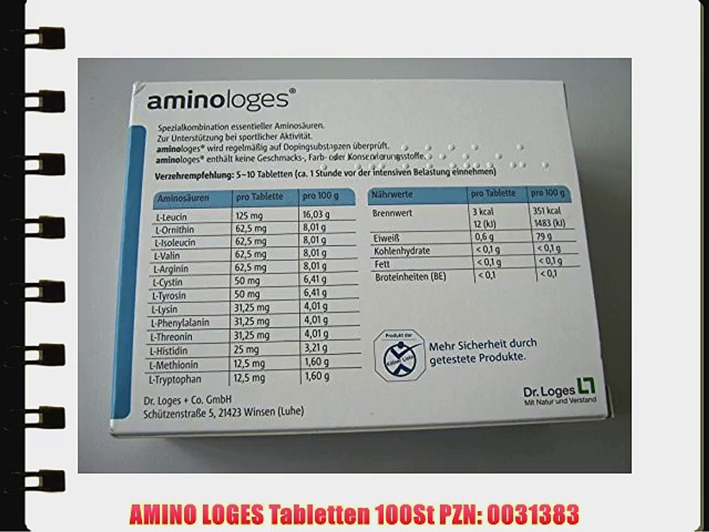 AMINO LOGES Tabletten 100St PZN: 0031383 - video Dailymotion