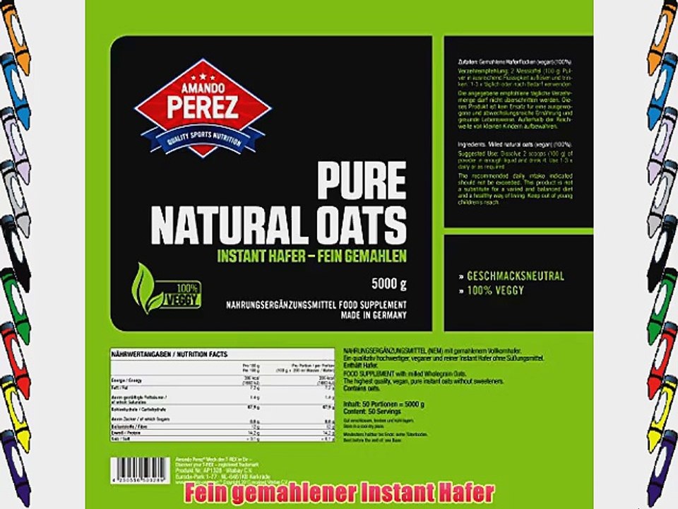 Pure Natural Oats - 5000 g 5 kg - Fein gemahlene Haferflocken - geschmacksneutral - BIO Veggy
