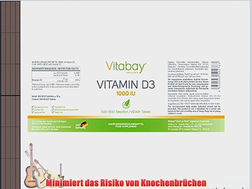 Vitabay Vitamin D3 1.000 I.E. - 500 Vegane Tabletten