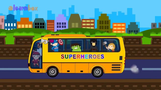43 The Wheels On The Bus Nursery Rhyme SuperHeroes Cartoon for Children and Kids Songs Bus Song