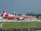 SANTA BARBARA AIRLINES 757-200 TAKE OFF AT MIAMI AIRPORT RWY 27
