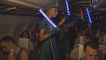 Grosse ambiance dans le "Party Flight" en provenance de Francfort à destination de Tomorrowland 2015