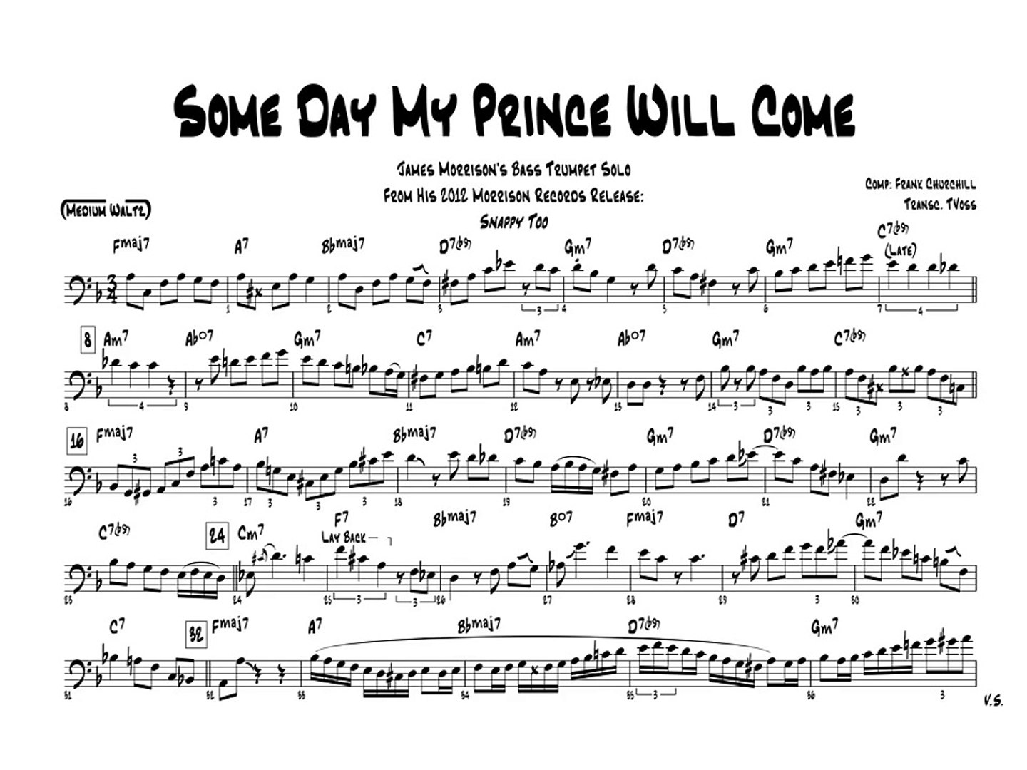 James Morrison: Some Day My Prince Will Come (Bass Trumpet Solo  Transcription) - video Dailymotion