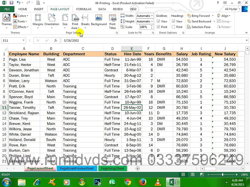 Ms Excel 2013 in urdu tutorials Page Setup