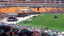 South African national anthem being sung at Nelson Mandela's memorial service at FNB Stadium, Soweto