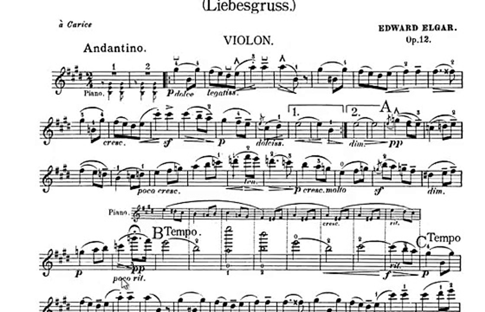 Salut D'amour, Op. 12 - Edward Elgar violin sheet music - video Dailymotion