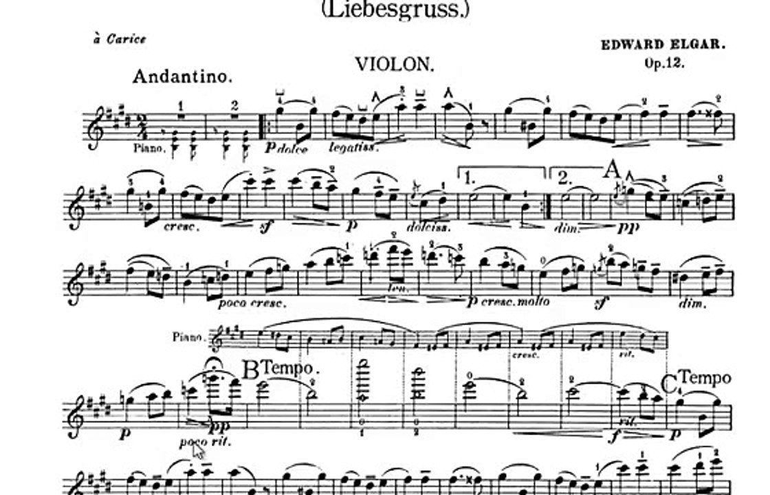 Salut D'amour, Op. 12 - Edward Elgar violin sheet music