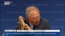 Pressekonferenz mit Wolfgang Schäuble nach dem Treffen der EU-Finanzminister am 10.03.2015