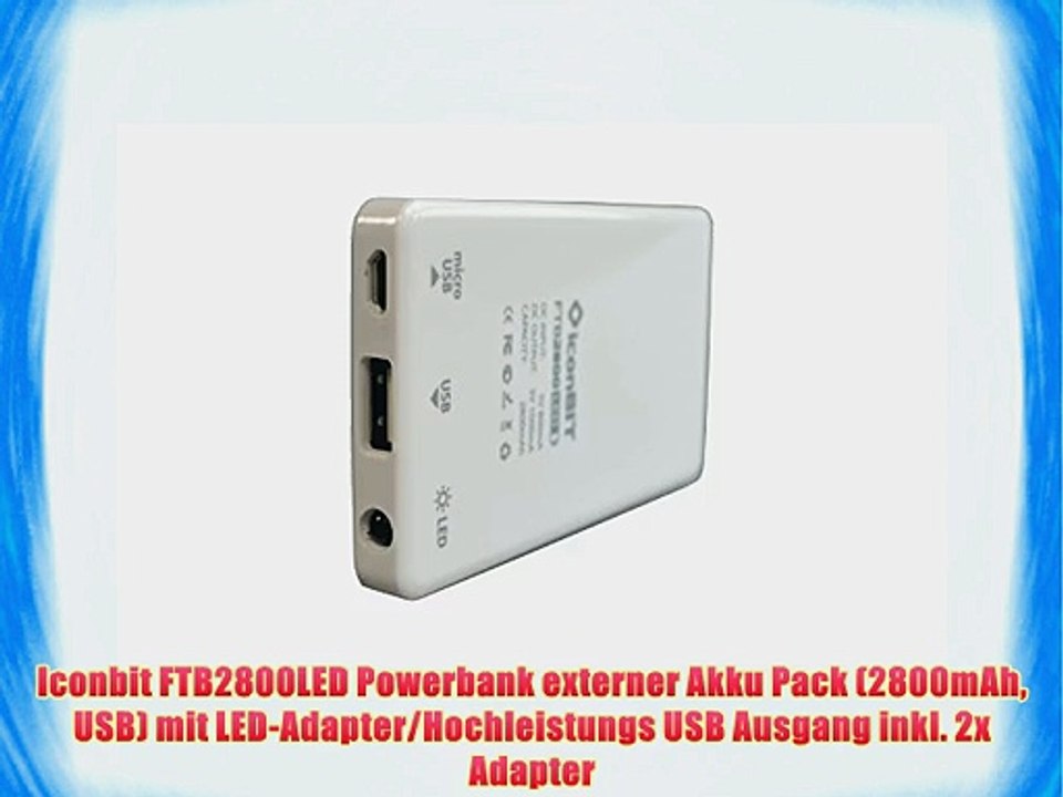 Iconbit FTB2800LED Powerbank externer Akku Pack (2800mAh USB) mit LED-Adapter/Hochleistungs