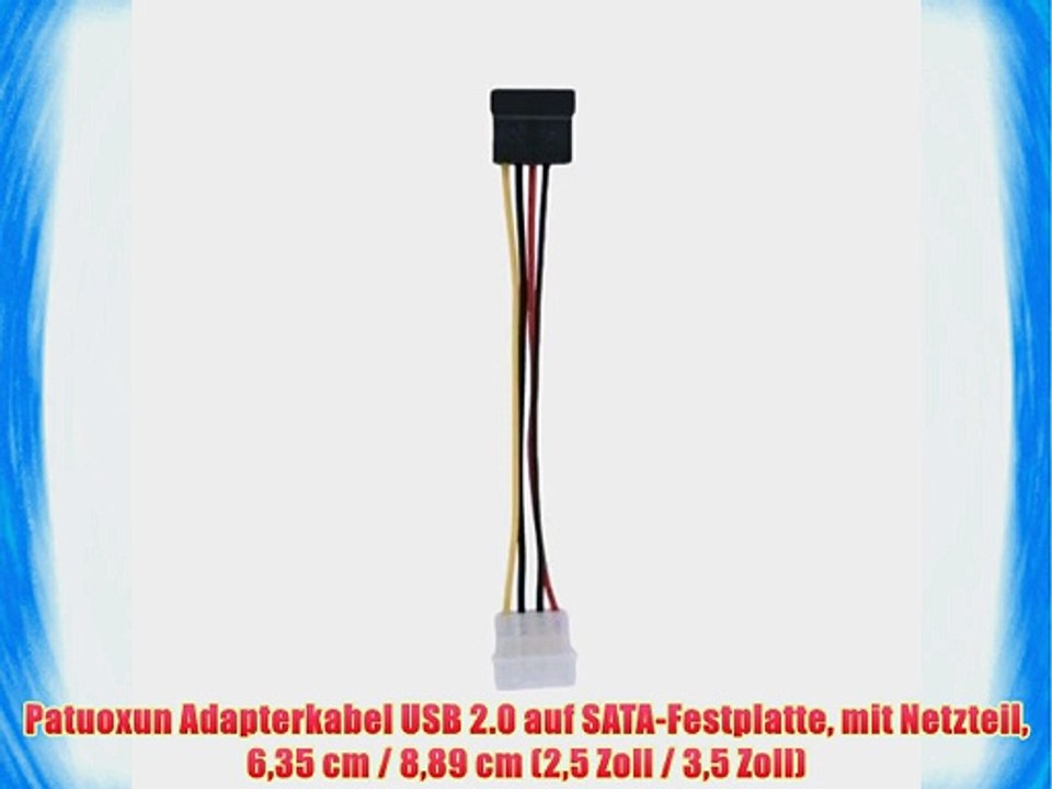 Patuoxun Adapterkabel USB 2.0 auf SATA-Festplatte mit Netzteil 635?cm / 889?cm (25?Zoll / 35?Zoll)