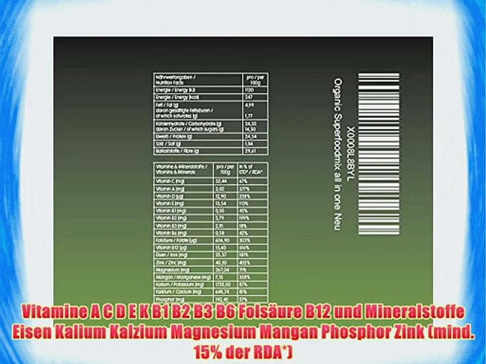 SUPERFOOD MIX NORMAL 480g von VegaVital 100% BIO ROHKOSTQUALIT?T 15 verschiedene Superfoods