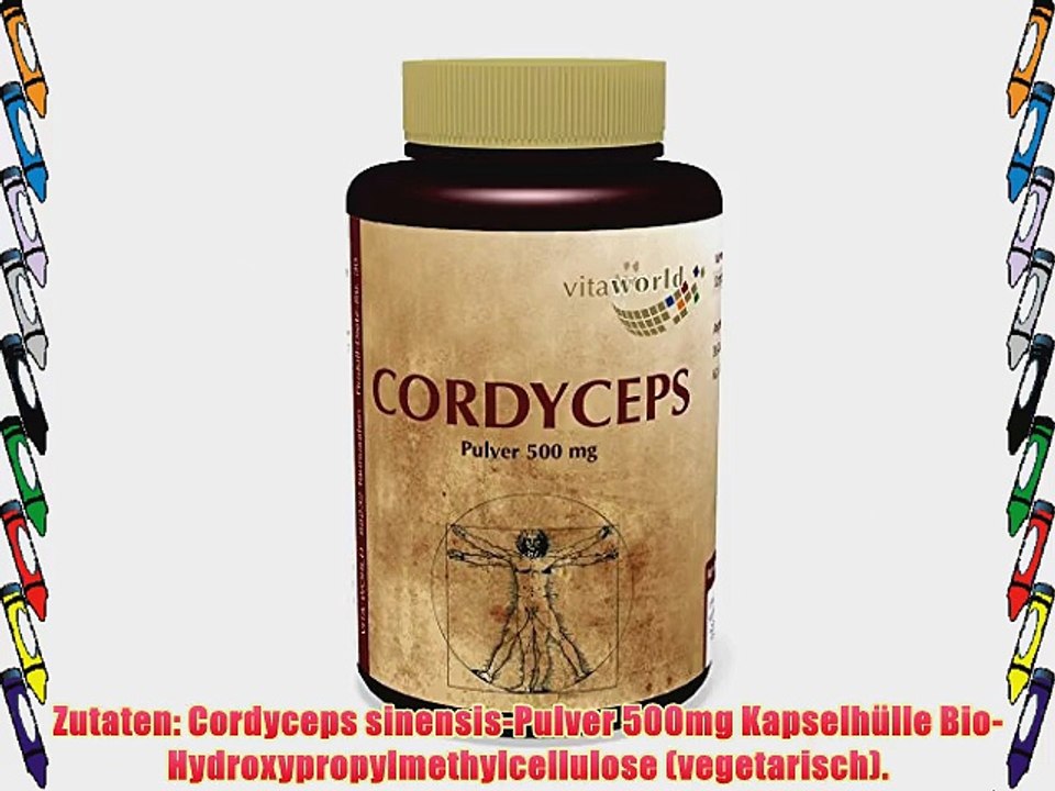 Vita World Cordyceps Pulver 500mg 120 Kapseln Apotheken Herstellung Raupenpilz