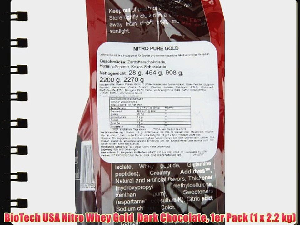 BioTech USA Nitro Whey Gold  Dark Chocolate 1er Pack (1 x 2.2 kg)