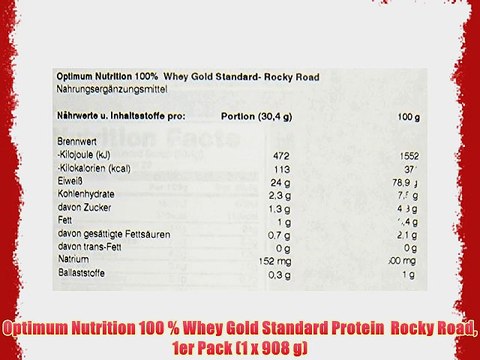 Optimum Nutrition 100 % Whey Gold Standard Protein Rocky Road 1er Pack (1 x 908 g)