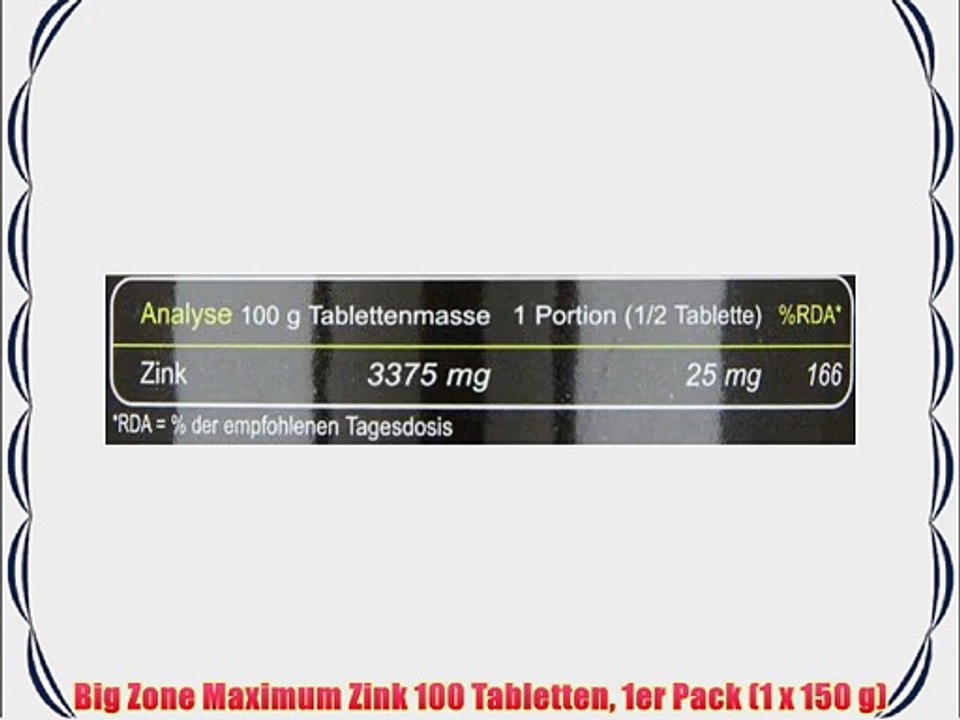 Big Zone Maximum Zink 100 Tabletten 1er Pack (1 x 150 g)