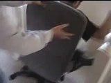 Idiot falls down stairs in a chair and gets hurt