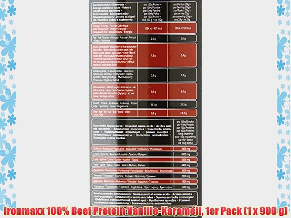 Ironmaxx 100% Beef Protein Vanille-Karamell 1er Pack (1 x 900 g)